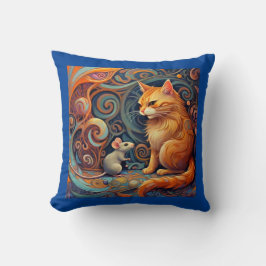 Levendig Abstract kat en muis Sierkussen