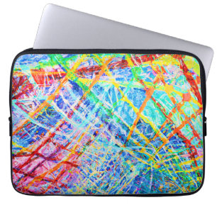Levendig abstract kleurene explosiepatroon laptop sleeve