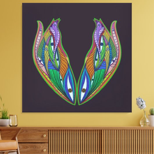 Levendig Abstract kunstwerk - visionaire psychedel Canvas Afdruk (Insitu (Woonkamer))