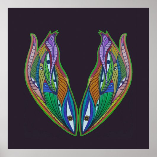 Levendig Abstract kunstwerk - visionaire psychedel Poster (Voorkant)