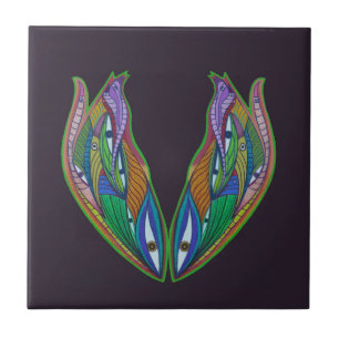 Levendig Abstract kunstwerk - visionaire psychedel Tegeltje