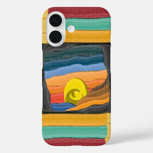 Levendig abstract landschap met gele spiraal Case-Mate iPhone case (Achterkant)