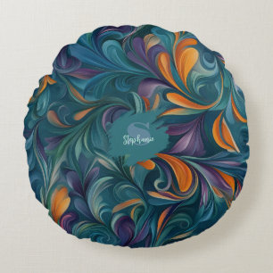 Levendig Abstract Paisley-geïnspireerd patroon (2) Rond Kussen
