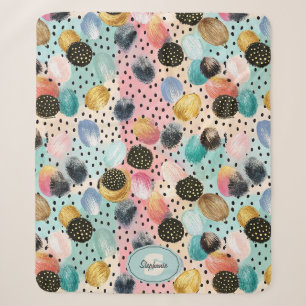 Levendig Abstract penseelstreek & Polka Dot Patter Sherpa Deken