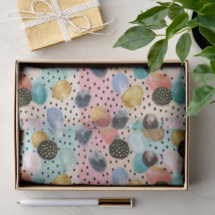Levendig Abstract penseelstreek & Polka Dot Patter Tissuepapier