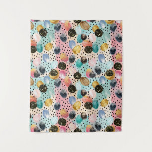 Levendig Abstract penseelstreek & Polka Dot Patter Wandkleed