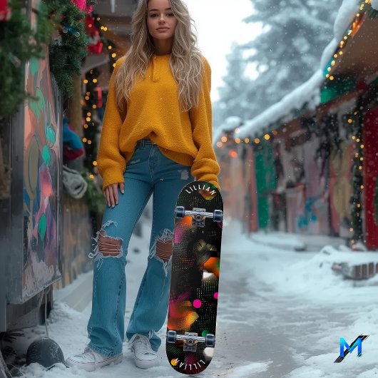 Levendig Abstract Schaatsen dek met Neon en Halfto Skateboard