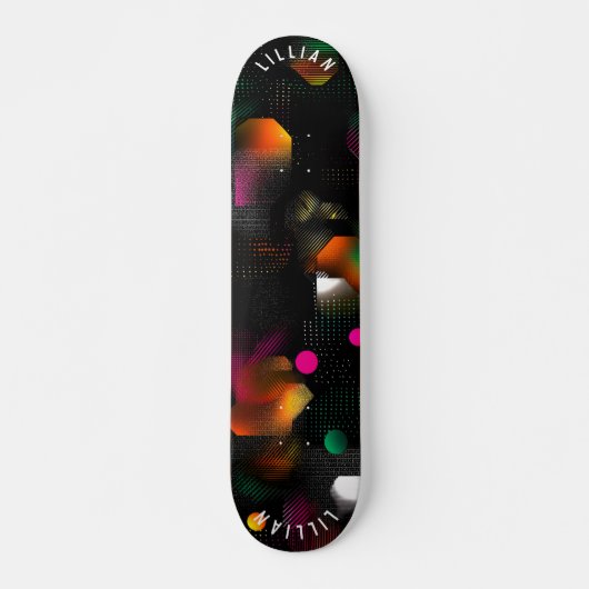 Levendig Abstract Schaatsen dek met Neon en Halfto Skateboard (Voorkant)