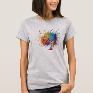 Levendig Abstract Splash Tree Art Design T-shirt