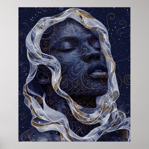 Levendig Afro-Amerikaans Man in Intricate Hood Pos Poster