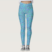 Levendig Blauw Cyclisch Chaos Patroon Leggings (Voorkant)