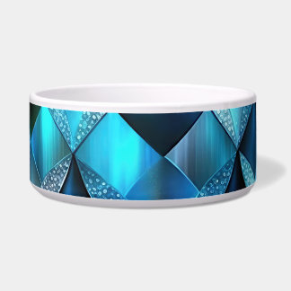 Levendig blauw diamantpatroon voerbakje