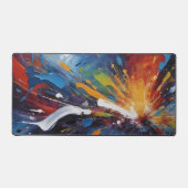 Levendig Blauw Geel Abstracte Explosie Olie Bureaumat (Voorkant)