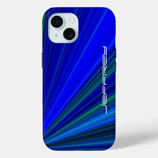 Levendig Blauw Groen Starburst Personaliseer Naam Case-Mate iPhone Case (Achterkant)