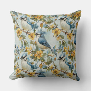 Levendig Blauw Jay Kussen
