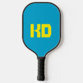Levendig Blauw Kleur Geel Monogram Pickleball Paddle (Achterkant)