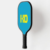 Levendig Blauw Kleur Geel Monogram Pickleball Paddle (Links)