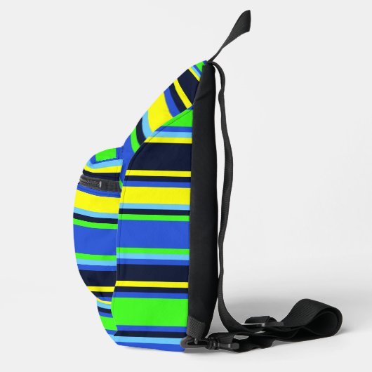 Levendig blauw, Limoen en geel gestreepte naaitas Sling Bag (Rechts)