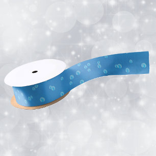 levendig blauw met waterbellen lint