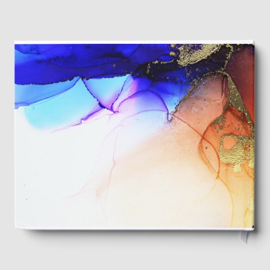 Levendig blauw Sinaasappel bruiloft Gastenboek (Achterkant)