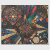 Levendig Blauwgroen "oude inheemse kronieken" cade Cadeaupapier (Vlak)