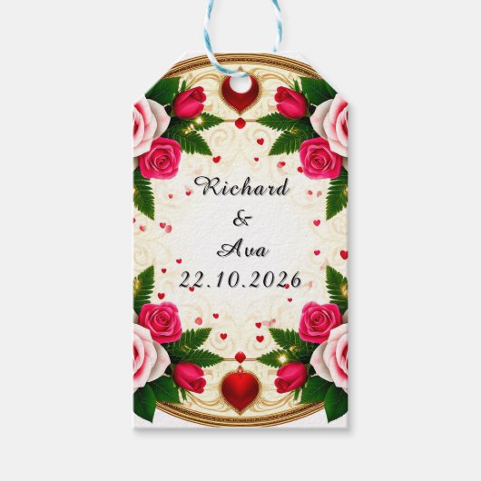 Levendig Bloem Kader Ontwerp Cadeaulabel (Voorkant)