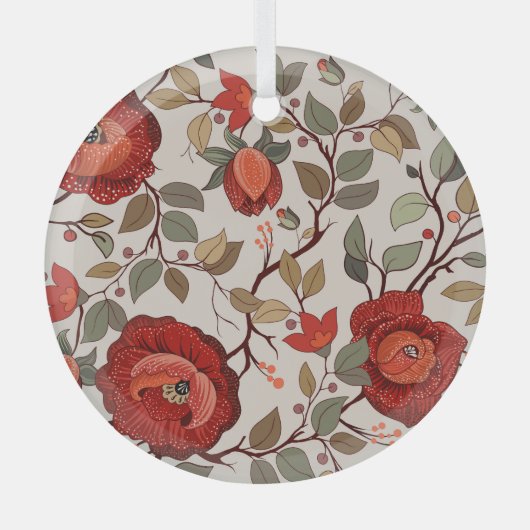 Levendig bloembehang: met de hand getekende patron glas ornament (Voorkant)