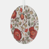 Levendig bloembehang: met de hand getekende patron glas ornament (Voorkant links)