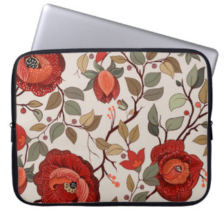 Levendig bloembehang: met de hand getekende patron laptop sleeve