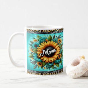 Levendig Bloemen Zonnebloem Ontwerp Met Mama In Ve Koffiemok