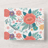 Levendig bloemenall-over printpatroon all in one uitnodiging (Achterkant)