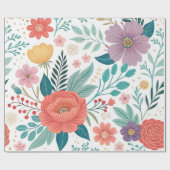 Levendig bloemenall-over printpatroon cadeaupapier (Vlak)