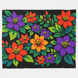 Levendig Bloemendesign met Kleurrijke Bloesems Fleece Deken