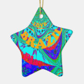 Levendig Bloemenpatroon: Braziliaanse eerbetoon Ee Keramisch Ornament (Links)