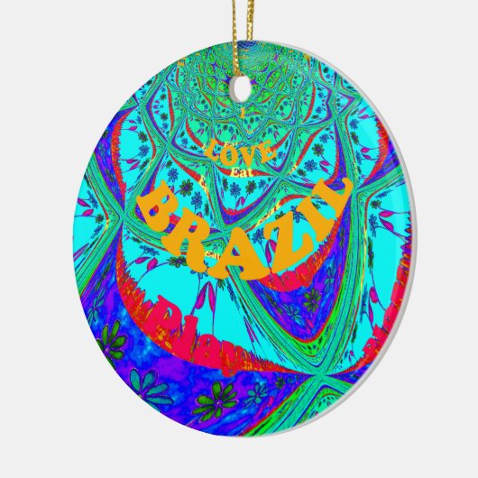 Levendig Bloemenpatroon: Braziliaanse eerbetoon Ee Keramisch Ornament (Links)