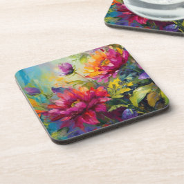  levendig bloemenschilderij hard plastiek bier onderzetter