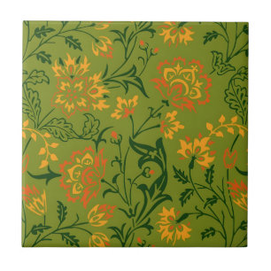 Levendig Bloemmotief: Gele en Oranje Bloemen Tegeltje