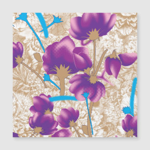 Levendig bloemmotief met paarse en blauwe f