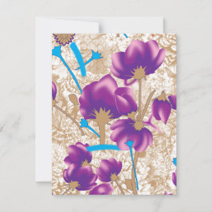 Levendig bloemmotief met paarse en blauwe f kaart