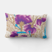 Levendig bloemmotief met paarse en blauwe f kussen (Achterkant)