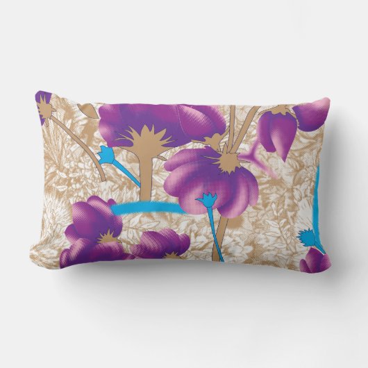 Levendig bloemmotief met paarse en blauwe f kussen (Voorkant)