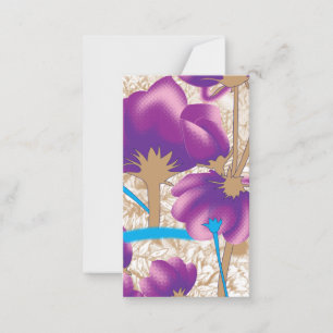 Levendig bloemmotief met paarse en blauwe f notitiekaartje