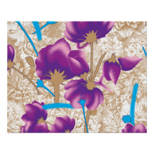 Levendig bloemmotief met paarse en blauwe f perfect poster