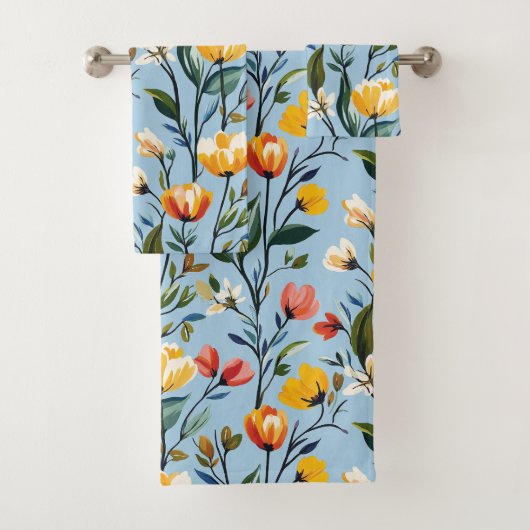 Levendig bloemmotief ontwerp bad handdoek (Insitu)