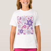 Levendig bloemmotief Paarse roze blauwe bloemen T-shirt (Voorkant)