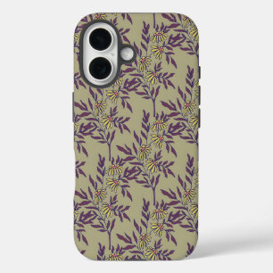 Levendig bloempatroon met gele madeliefjes iPhone 16 hoesje