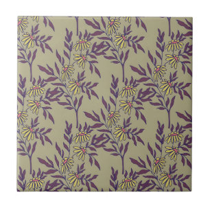 Levendig bloempatroon met gele madeliefjes tegeltje