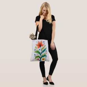 Levendig Boho Bloem Boom Folk Art Botanisch Draagtas