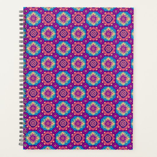 Levendig Boho Chic Mandala Bloemenpatroon Planner (Voorkant)