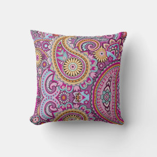 Levendig Boho Paisley Bloemmotief Kleurrijke Kun Kussen